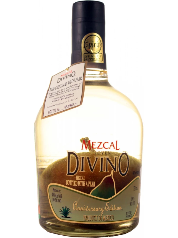 Divino Mezcal Joven, with a Pear