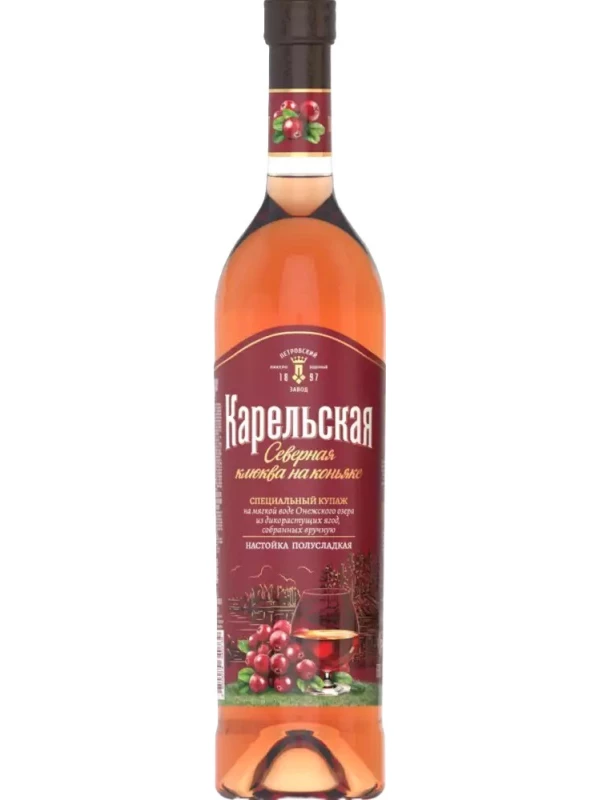 Карельская Северная Клюква на Коньяке, настойка полусладкая