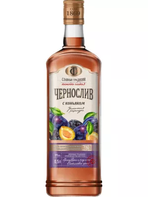 Настойка Славные Традиции Чернослив с Коньяком, настойка сладкая 0.5 л