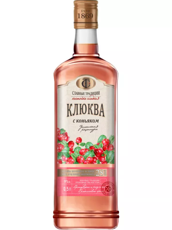 Славные Традиции Клюква с коньяком, настойка сладкая