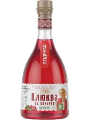 Настойка Подруга Клюква на Коньяке, Настойка сладкая 0.5 л