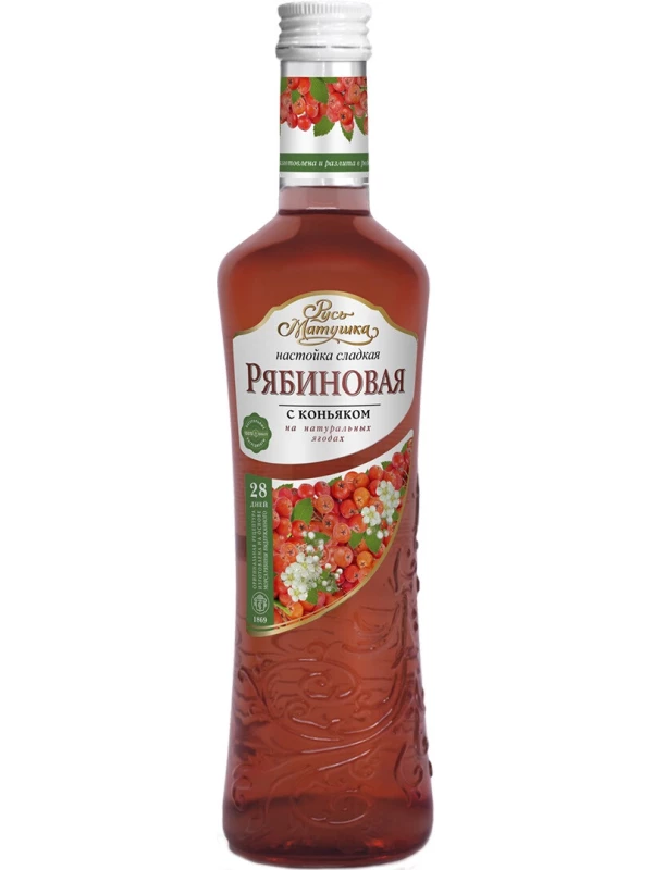 Русь Матушка Рябиновая c Коньяком, настойка сладкая