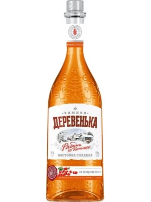 Настойка Зимняя деревенька Рябина на коньяке, настойка сладкая 0.5 л