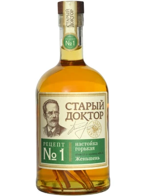 Настойка Старый Доктор Рецепт №1 Женьшень, Настойка горькая 0.5 л