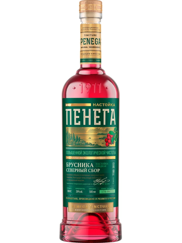 Пенега Брусника Северный Сбор, настойка сладкая