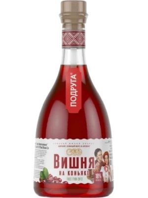 Настойка Подруга Вишня на Коньяке, Настойка сладкая 0.5 л
