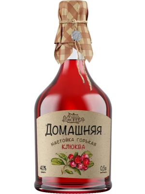 Настойка Домашняя Клюква, настойка горькая 0.5 л