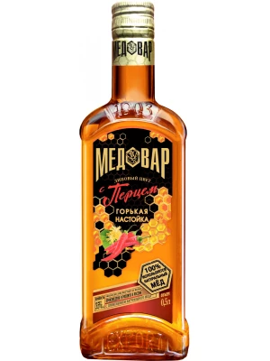 Настойка Альфа Люкс Медовар Липовый Цвет с Перцем, Горькая настойка 0.5 л