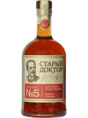 Настойка Старый Доктор Рецепт №5 Калина с Мёдом, Настойка полусладкая 0.5 л