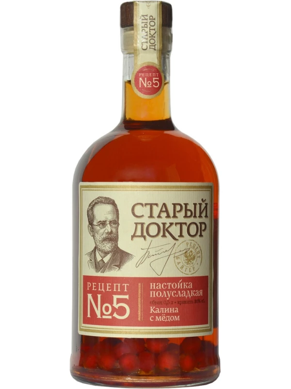 Старый Доктор Рецепт №5 Калина с Мёдом, Настойка полусладкая