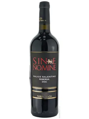 Вино Torrevento, Sine Nomine Riserva, Salice Salntino DOC 2019, 0.75 л
