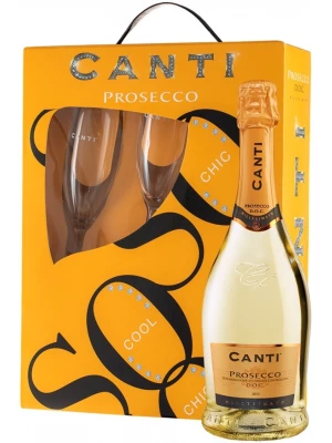 Просекко Canti, Prosecco, gift set with 2 glasses 2018 0.75 л