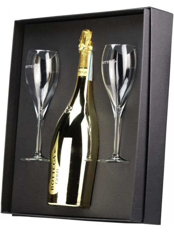Bottega, Gold Brut, Prosecco DOC, gift box with 2 glasses