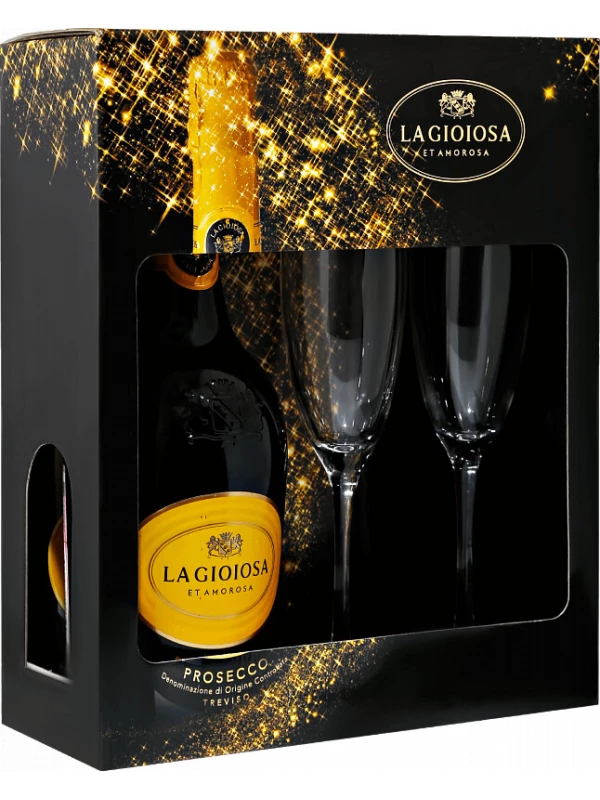 La Gioiosa Prosecco Brut, Treviso DOC, gift box with two glasses