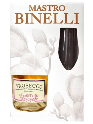 Просекко Mastro Binelli Prosecco DOC Rose Brut, gift box with glass 0.75 л
