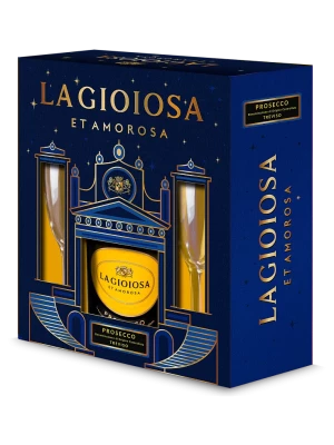 Просекко La Gioiosa Prosecco Brut, Treviso DOC, gift box with two glasses 0.75 л