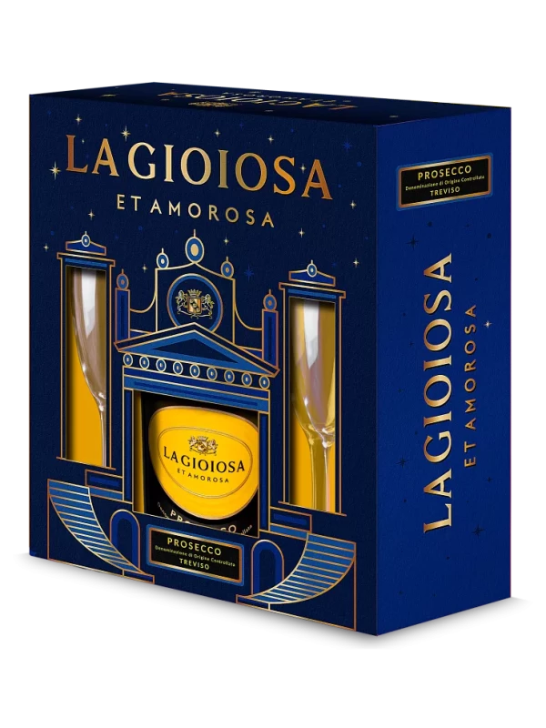 La Gioiosa Prosecco Brut, Treviso DOC, gift box with two glasses