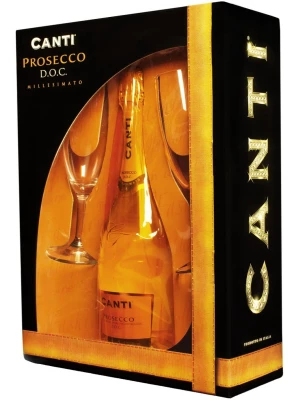 Просекко Canti, Prosecco, gift set with 2 glasses 0.75 л