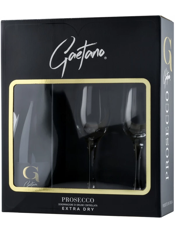 Gaetano Prosecco DOC Extra Dry, gift set with 2 glasses