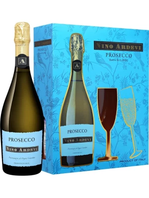 Просекко Progetti Agricoli, Nino Ardevi Prosecco DOC Extra Dry, gift box with 2 glasses 0.75 л