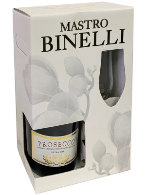 Просекко Mastro Binelli Prosecco Extra Dry DOC, gift box with glass 0.75 л