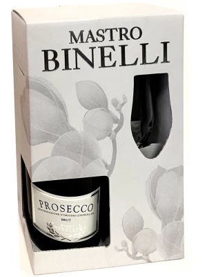 Просекко Mastro Binelli Prosecco Brut DOC, gift box with glass 0.75 л