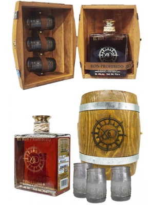 Ром El Ron Prohibido, XO, gift box with 3 glasses
