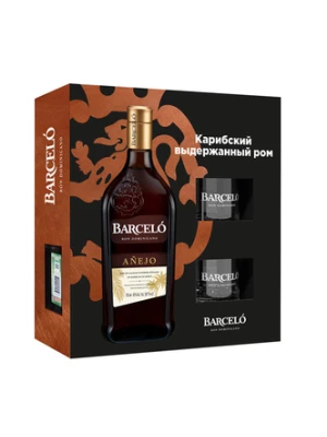 Ром Barcelo, Anejo, gift box with 2 glass 0.7 л