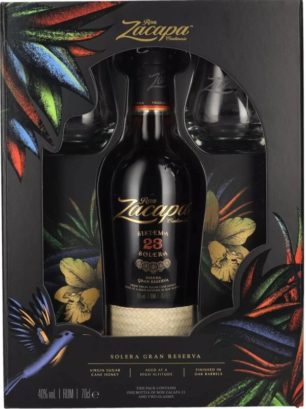 Zacapa Centenario, Solera Gran Reserva 23 years, gift box with two glasses