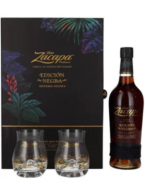Ром Zacapa Centenario, Edicion Negra, gift box with 2 glasses 0.7 л
