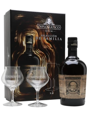 Ром Diplomatico Seleccion de Familia, gift set with 2 glasses 0.7 л