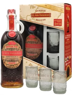 Ром El Ron Prohibido, Reserva 12 Years Old, gift box with 3 glasses 0.7 л