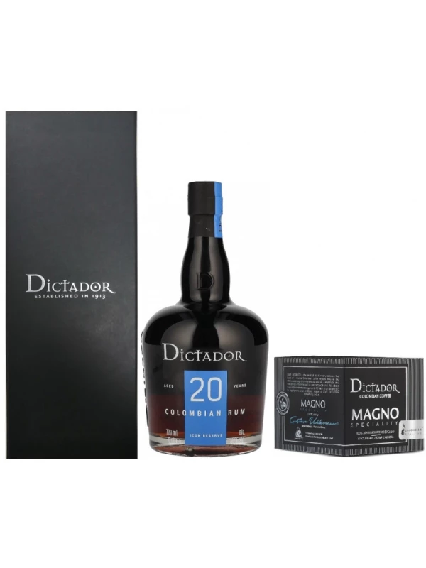 Dictador 20 Years Old, gift box with coffee