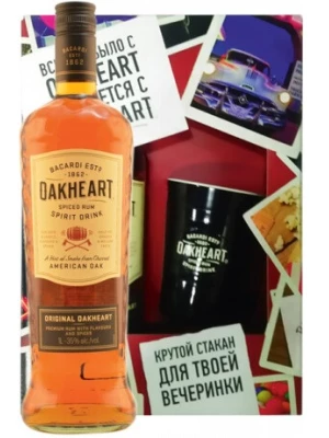 Ром Bacardi OakHeart, with glass, gift box 0.7 л