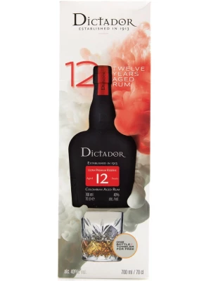 Ром Dictador 12 Years Old, gift box with 1 glass 0.7 л