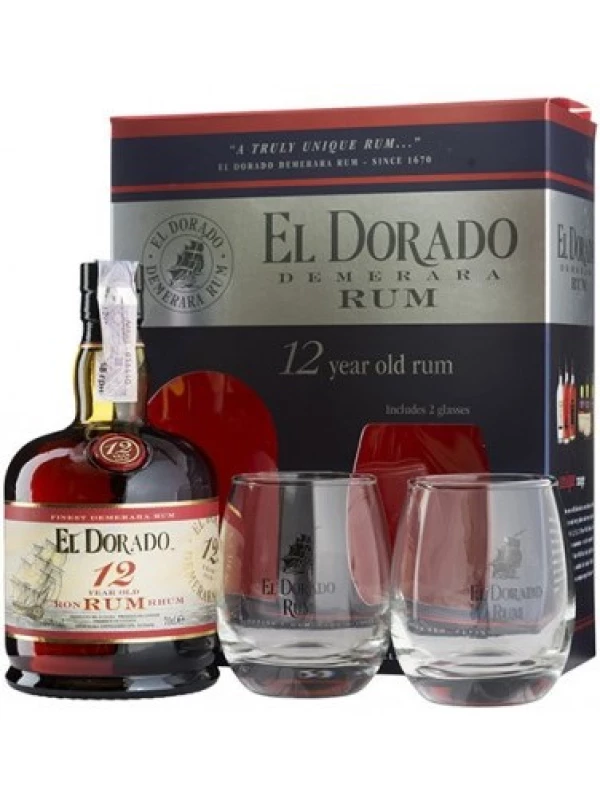 El Dorado 12 Years Old with 2 glasses, gift box