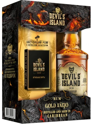 Ром Devil's Island Gold Anejo, gift box with playing cards 0.7 л