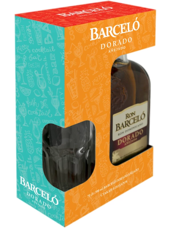 Ron Barcelo, Dorado Anejado, gift box with glass