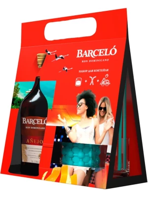 Ром Ron Barcelo, Anejo, gift box with ice mold and straws 0.7 л