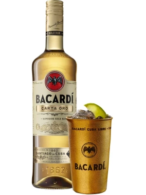 Ром Bacardi Carta Oro, with metal cup 0.7 л