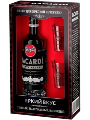 Ром Bacardi Carta Negra, gift box with 2 shots 0.7 л