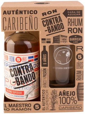 Ром Contrabando 5 Years Old, gift box with glass 0.7 л