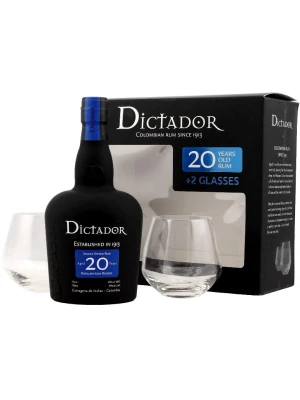 Ром Dictador 20 Years Old, gift set with 2 glasses 0.7 л