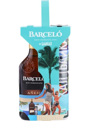 Ром Ron Barcelo, Anejo, with 2 cans Chernogolovka Baikal, gift set 0.7 л