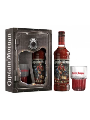 Ром Captain Morgan Dark, gift box with glass 0.7 л