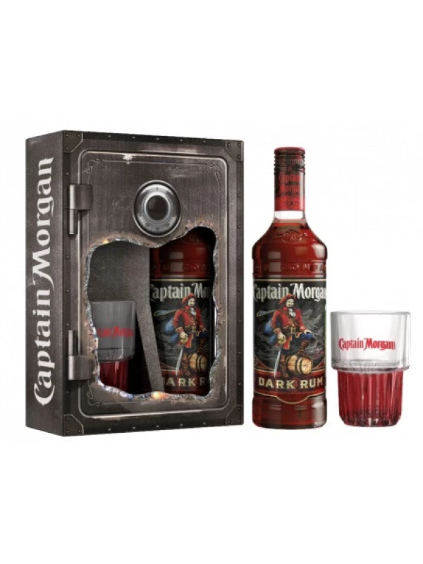 Captain Morgan Dark, gift box with glass