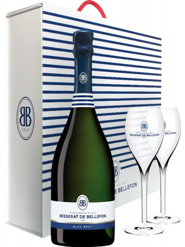 Besserat de Bellefon, Cuvee des Moines Brut, gift box with 2 glasses