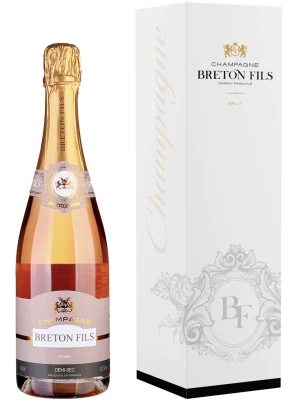 Champagne Breton Fils, Rose Demi-Sec, Champagne AOC, gift box 0.75 л