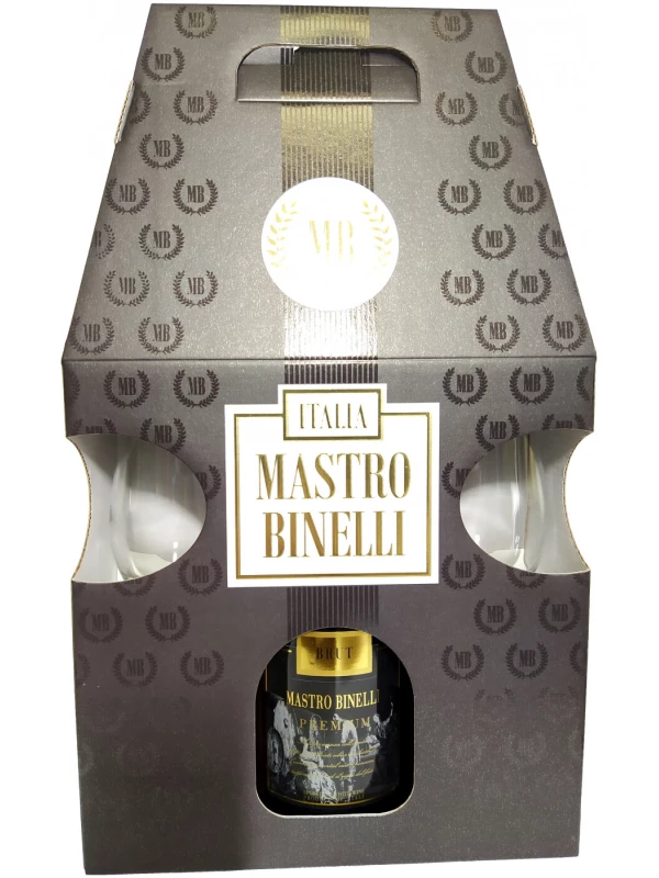 Mastro Binelli Brut, gift box with 2 glasses