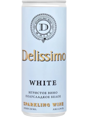 Delissimo White Semi-Sweet, in can 0.25 л